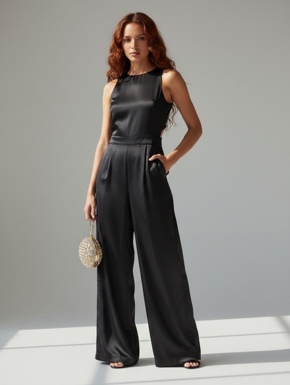 Victoria’s Secret Effortless Chic Jumpsuit | Black Satin Finish | XL